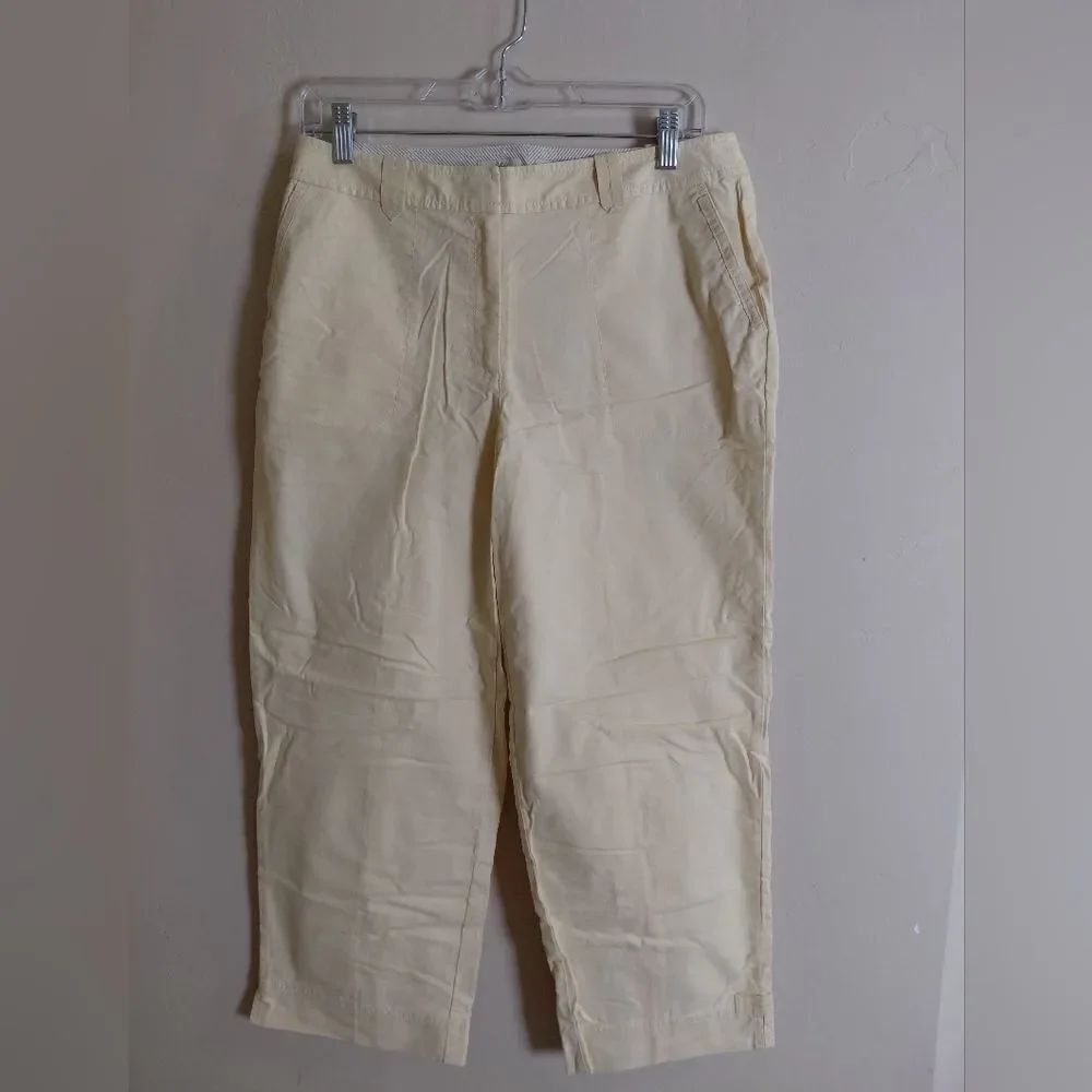 J. JILL pale yellow crop cotton pants genuine fit at Waist Size 8 NWT